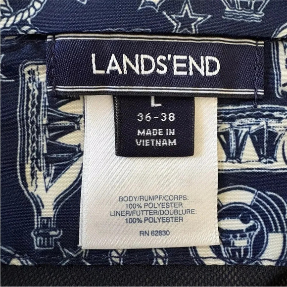 Lands’ End Men’s L 36-38 Swim Trunks Key Pocket Nautical Navy Blue (1561) - Picture 4 of 5